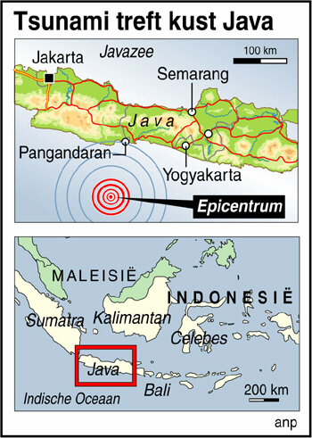 Het epicentrum van de zeebeving | Kaart: ANP